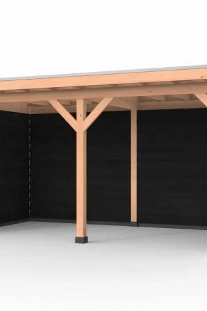 Shop Nu Douglas overkapping, 500 x 250, met achterwand en twee zijwanden, Westwood Comfort Zwart